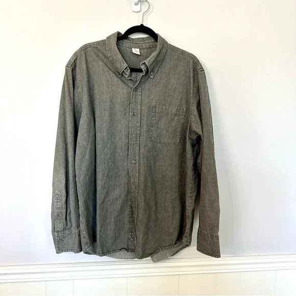 Open Trails Men's Long Sleeve Dark Gray Casual Cotton Button Down Size L GUC - Picture 2 of 6